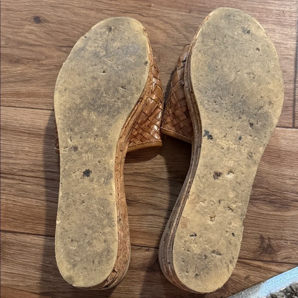 Sesto Meucci Brown Woven Wedge Sandals